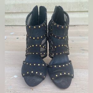 Aldo Black Mesh Heels with Gold Studs